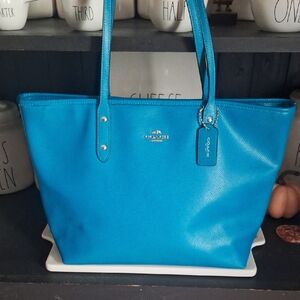 Coach Vibrant Blue Leather Tote